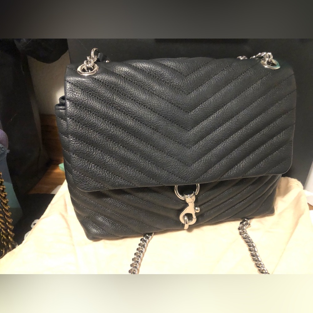 Rebecca Minkoff Edie Black Chevron Chain Bag